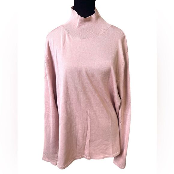 Vintage Silk Knit Sweater Size XL Pastel Mock Turtleneck Modest Top - Picture 1 of 6